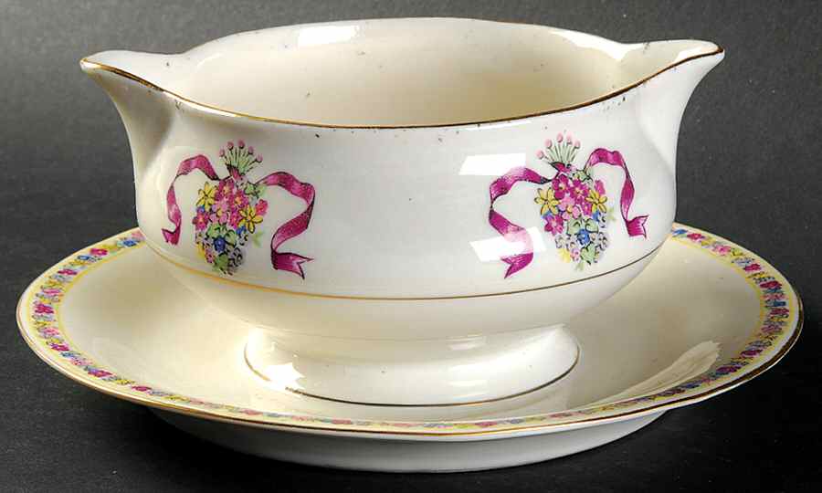 St. Regis Burgundy Gravy Boat with Attached Underplate by Haviland-1