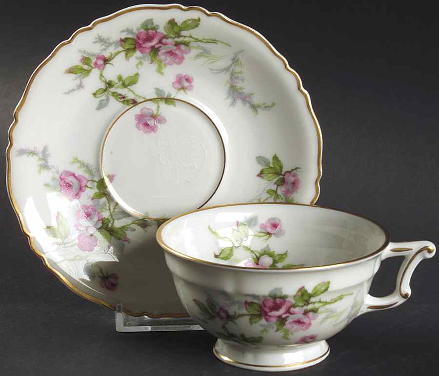 Sylvia White (Louis XIV, Newer) Footed Cup & Saucer Set by Haviland-1