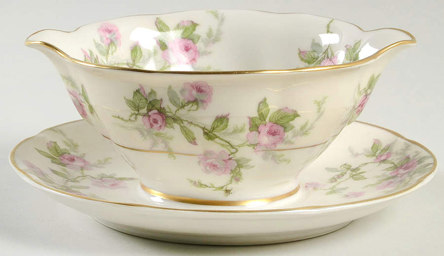 Sylvia Cream (Isle de France, Cream) Gravy Boat with Attached Underplate by Haviland-1