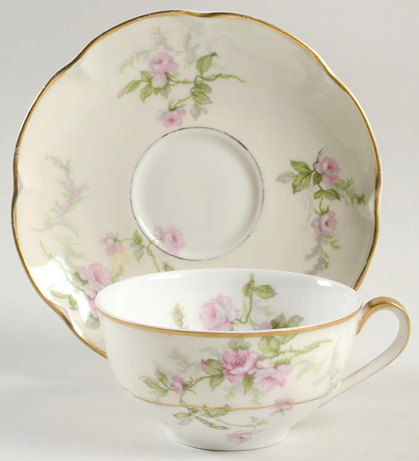 Sylvia Cream (Isle de France, Cream) Flat Cup & Saucer Set by Haviland-1