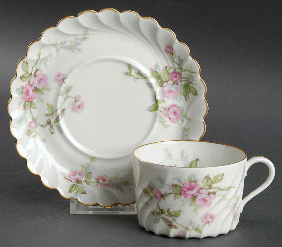 Sylvia White (Torse Shape) Flat Cup & Saucer Set by Haviland-1