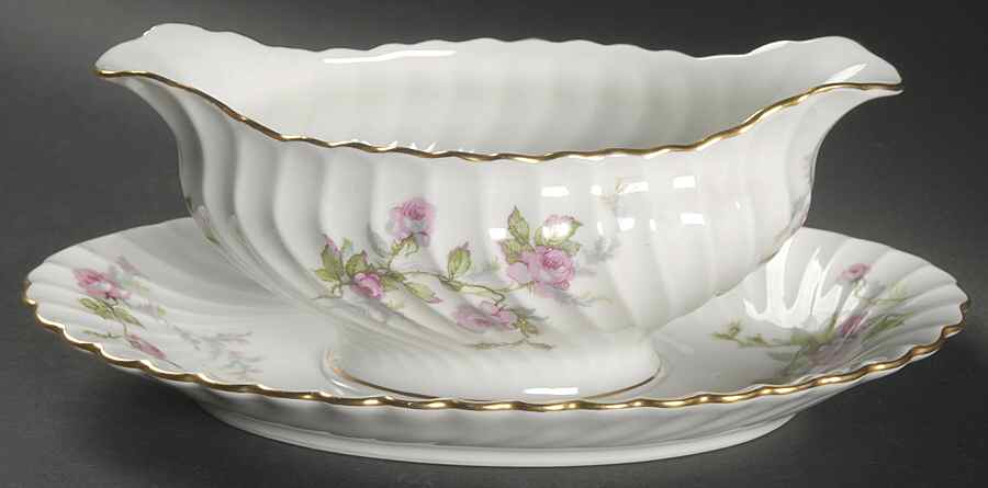 Sylvia White (Torse Shape) Gravy Boat with Attached Underplate by Haviland-1