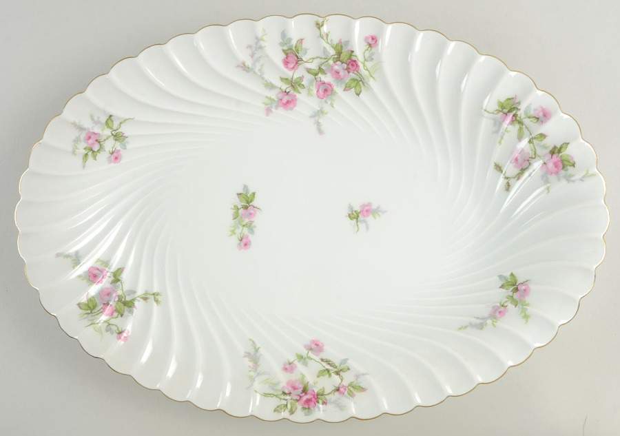 Sylvia White (Torse Shape) 15" Oval Serving Platter by Haviland-1