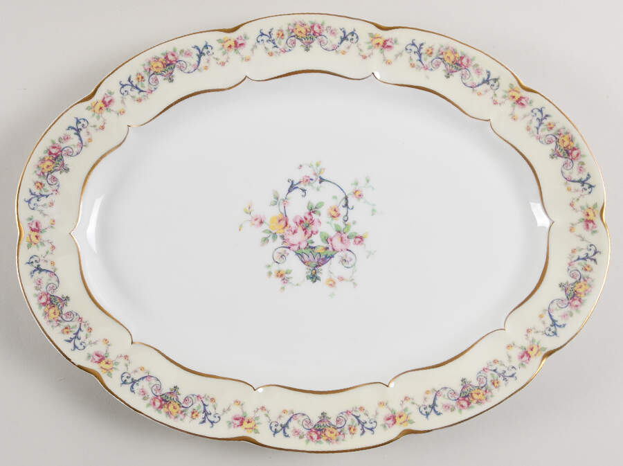 Symphony (Older, Gold Trim) 14" Oval Serving Platter by Haviland-1
