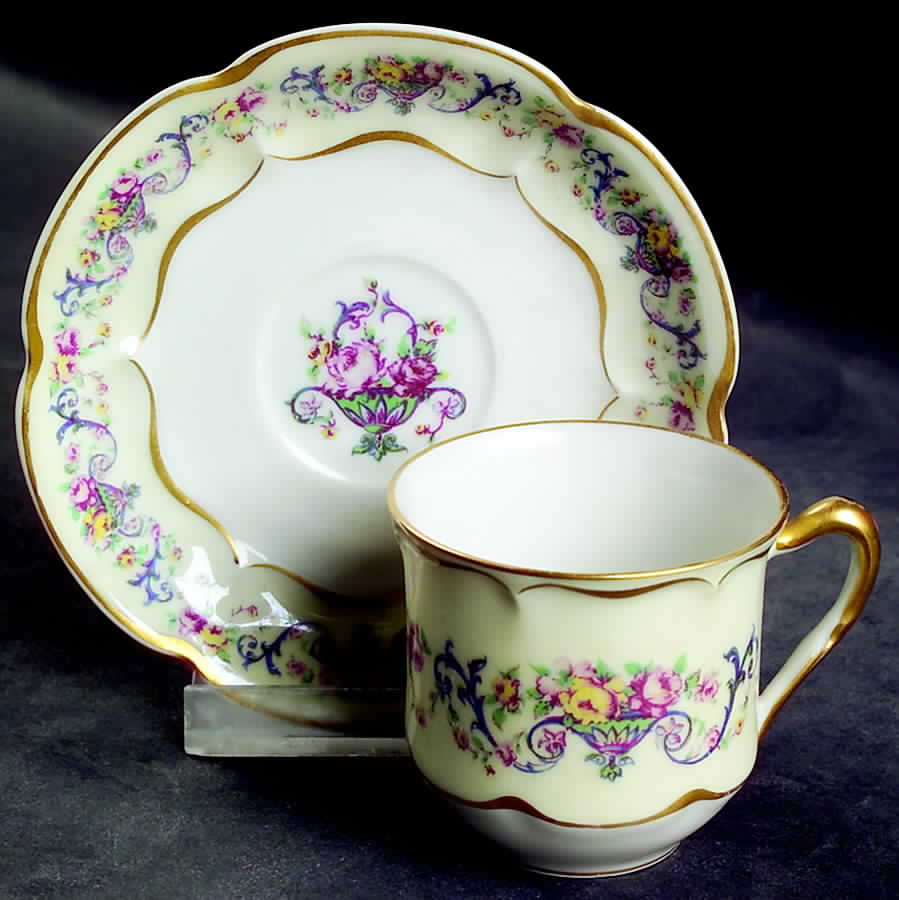 Symphony (Older, Gold Trim) Flat Demitasse Cup & Saucer Set by Haviland-1