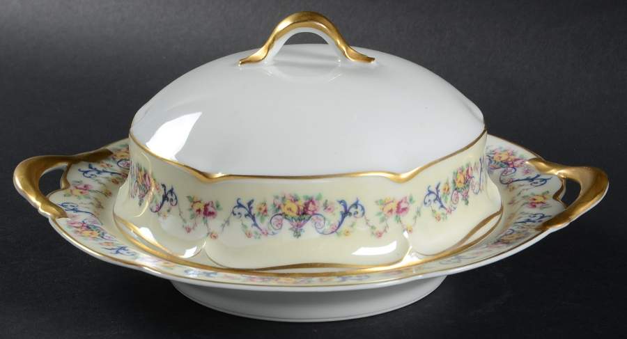 Symphony (Older, Gold Trim) Round Covered Butter by Haviland-1
