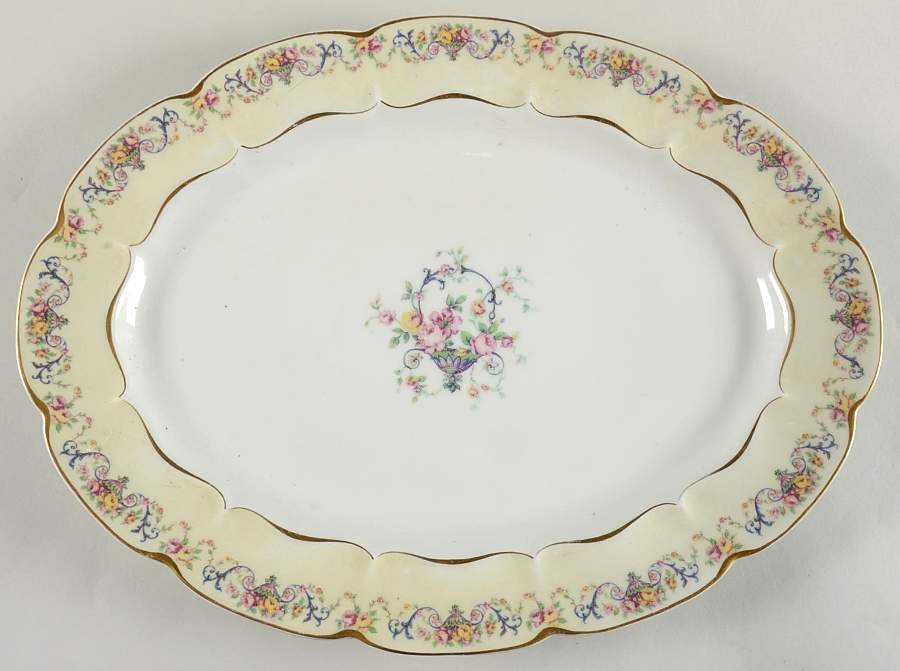 Symphony (Older, Gold Trim) 16" Oval Serving Platter by Haviland-1