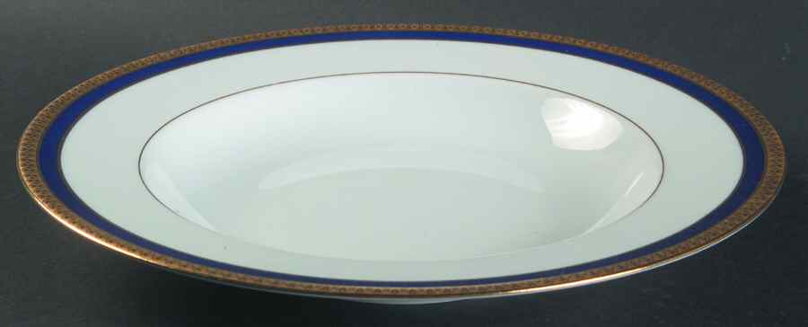 Symphonie Blue (Gold and Blue) Large Rim Soup Bowl by Haviland-1