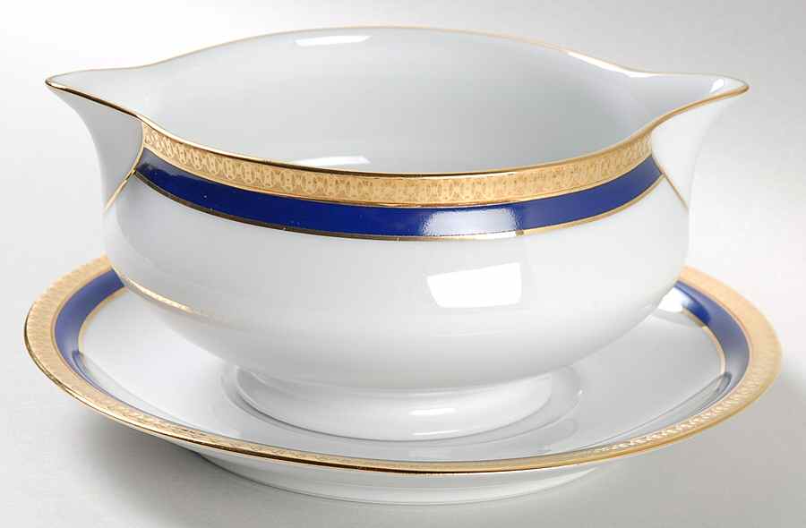 Symphonie Blue (Gold and Blue) Gravy Boat & Underplate by Haviland-1