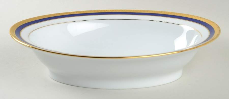 Symphonie Blue (Gold and Blue) 9" Oval Vegetable Bowl by Haviland-1