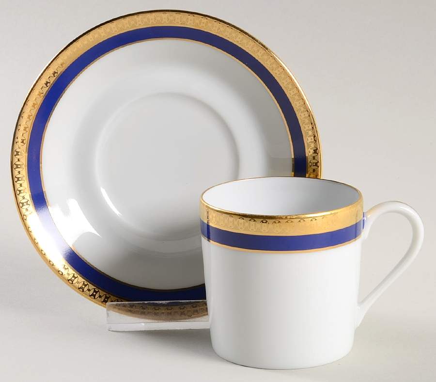 Symphonie Blue (Gold and Blue) Flat Demitasse Cup & Saucer Set by Haviland-1