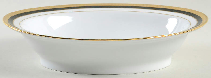 Symphonie Black (Gold and Black) 9" Oval Vegetable Bowl by Haviland-1