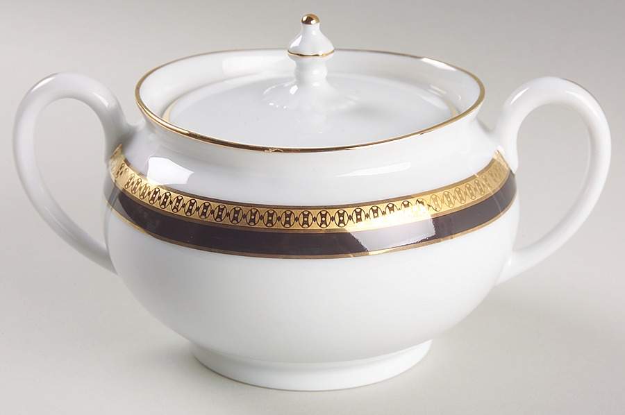 Symphonie Black (Gold and Black) Sugar Bowl & Lid by Haviland-1
