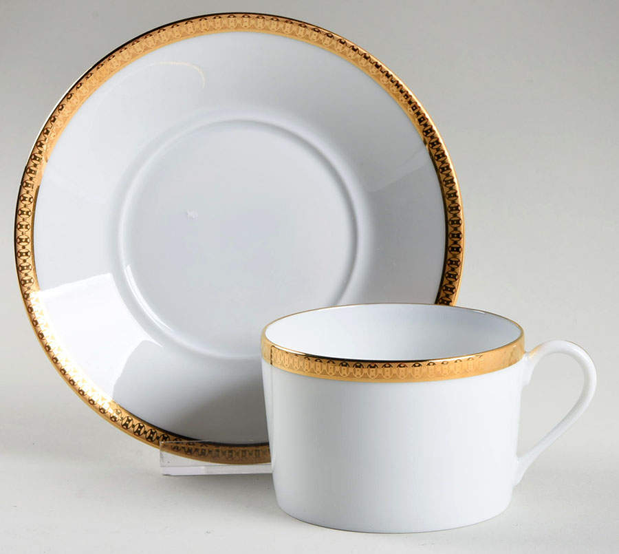 Symphonie Gold Flat Cup & Saucer Set by Haviland-1