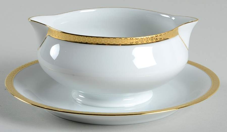 Symphonie Gold Gravy Boat with Attached Underplate by Haviland-1