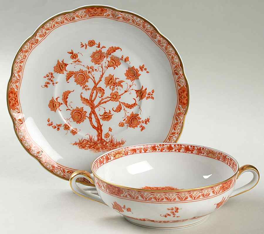 Tehran Flat Cream Soup Bowl & Saucer Set by Haviland-1