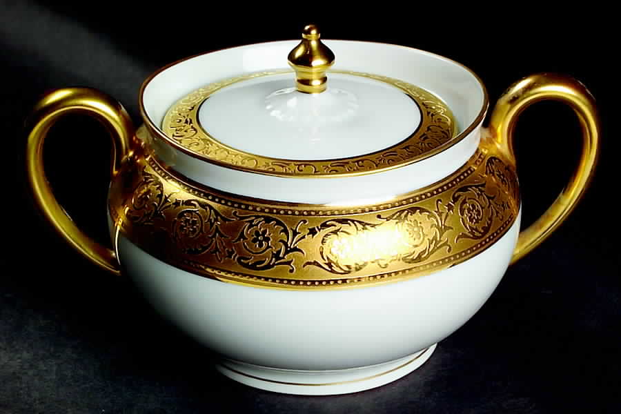 Thistle Gold Sugar Bowl & Lid by Haviland-1