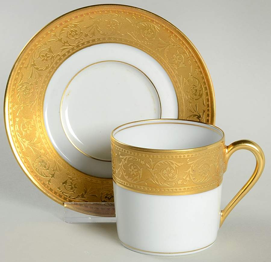 Thistle Gold Flat Demitasse Cup & Saucer Set by Haviland-1