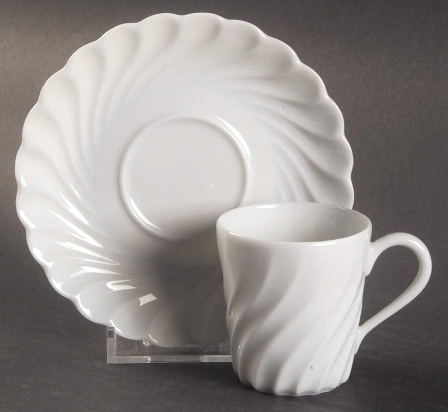 Torse White (Newer, Post 1950) Flat Demitasse Cup & Saucer Set by Haviland-1