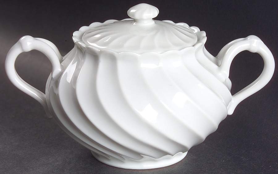 Torse White (Newer, Post 1950) Sugar Bowl & Lid by Haviland-1