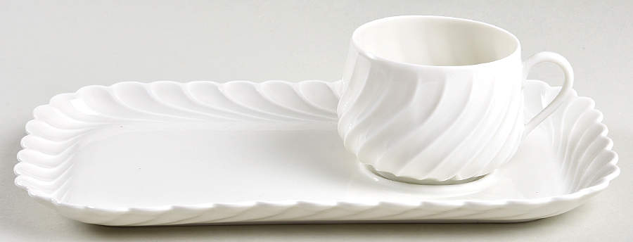 Torse White (Newer, Post 1950) Tea & Toast Snack Plate & Cup Set by Haviland-1