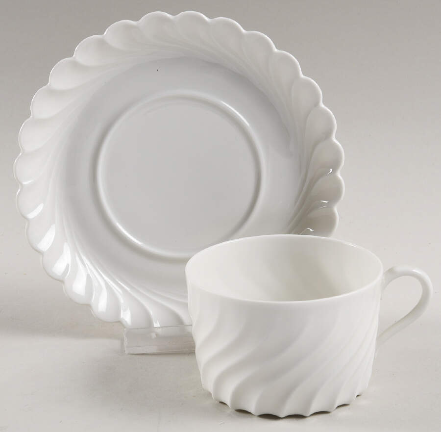 Torse White (Newer, Post 1950) Flat Cup & Saucer Set by Haviland-1
