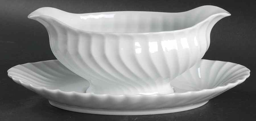 Torse White (Newer, Post 1950) Gravy Boat & Underplate by Haviland-1