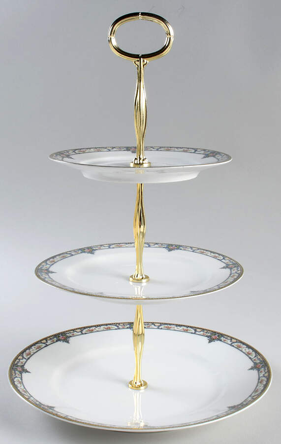 Troy (France) 13 7/8"-14 1/4" 3-Tiered Serving Tray(DP,SP,BB) HC by Haviland-1