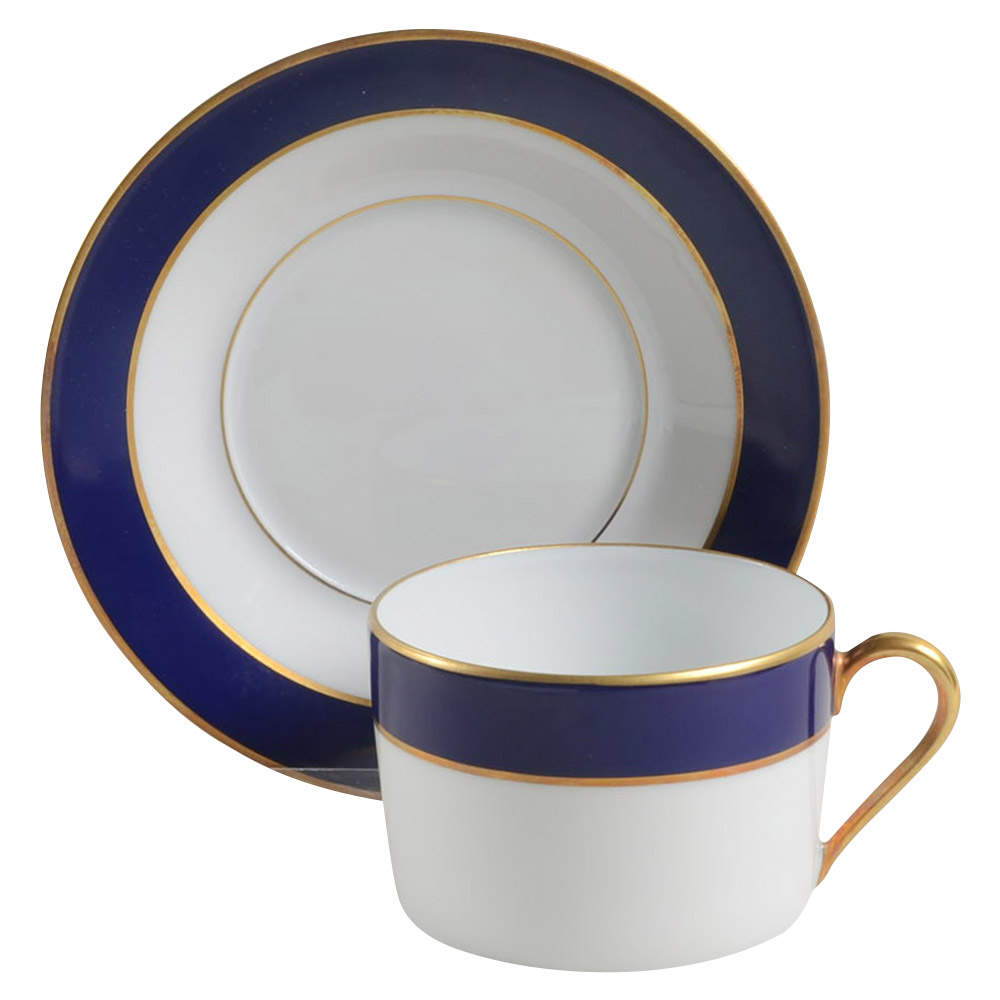 Turenne Cobalt Blue Flat Cup & Saucer Set by Haviland-1