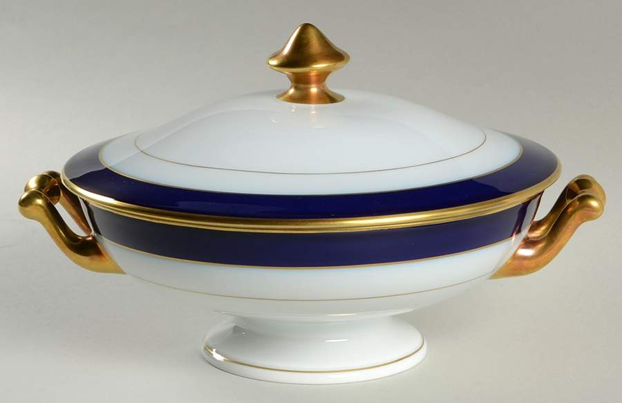 Turenne Cobalt Blue Round Covered Vegetable by Haviland-1