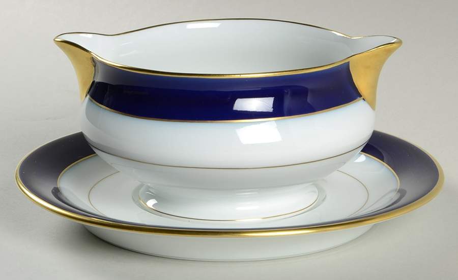 Turenne Cobalt Blue Gravy Boat & Underplate by Haviland-1
