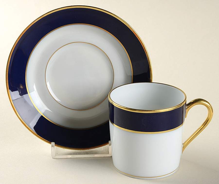 Turenne Cobalt Blue Flat Demitasse Cup & Saucer Set by Haviland-1