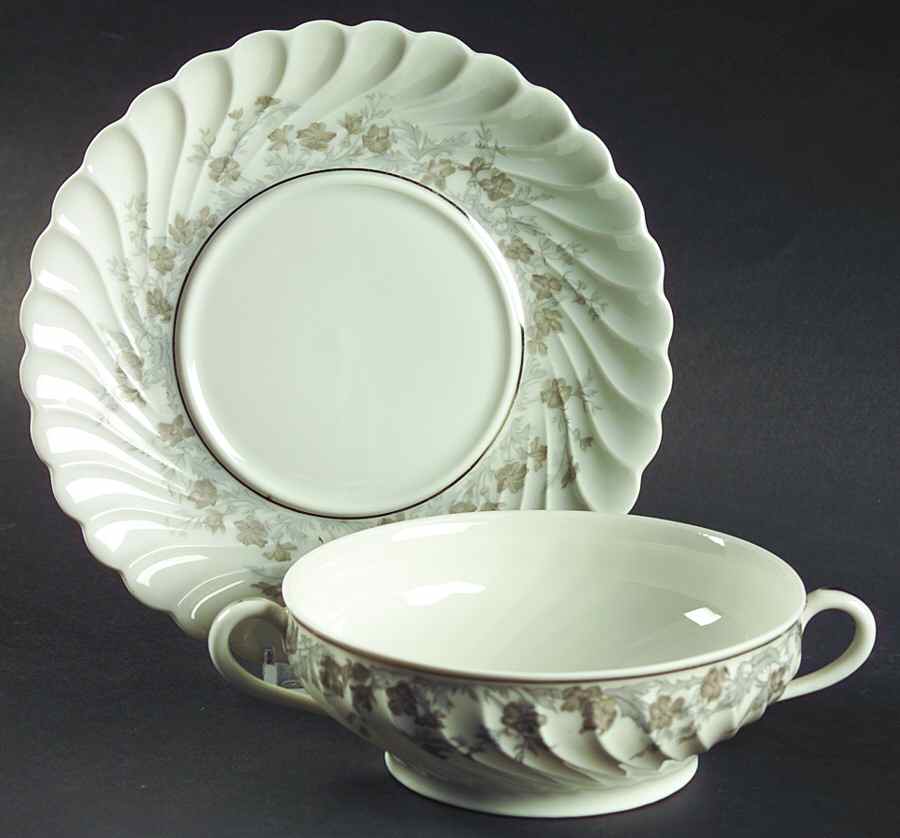 Valmont Flat Cream Soup Bowl & Saucer Set by Haviland-1