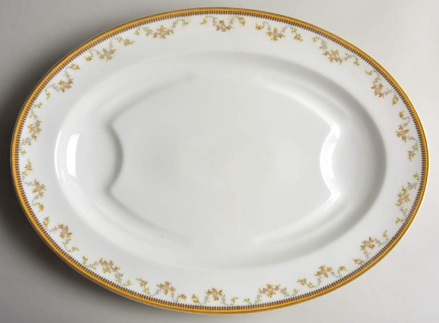 The Valmont (Old, Gold Trim) 18" Oval Serving Platter by Haviland-1