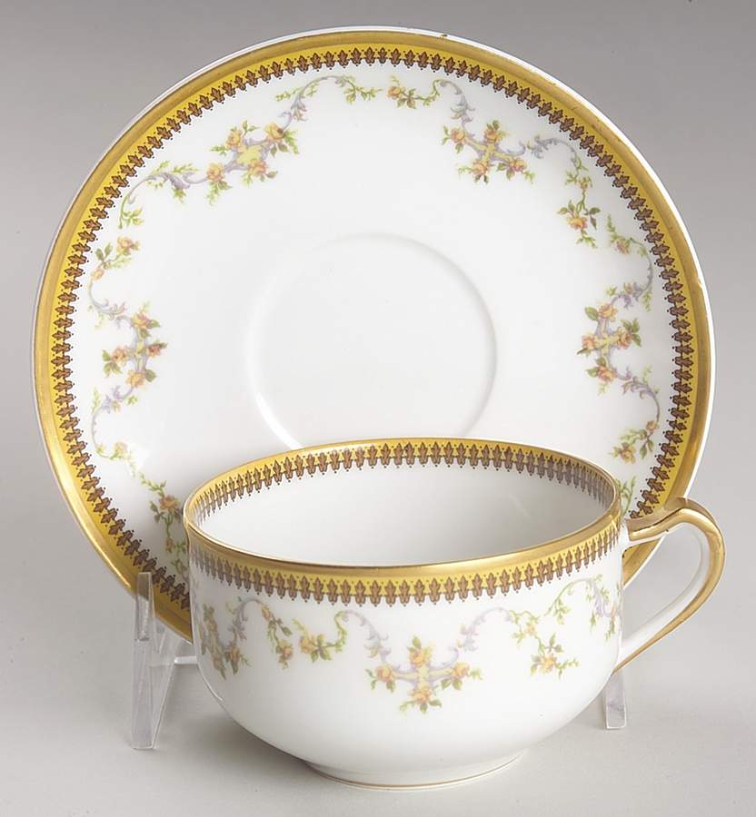 The Valmont (Old, Gold Trim) Flat Cup & Saucer Set by Haviland-1