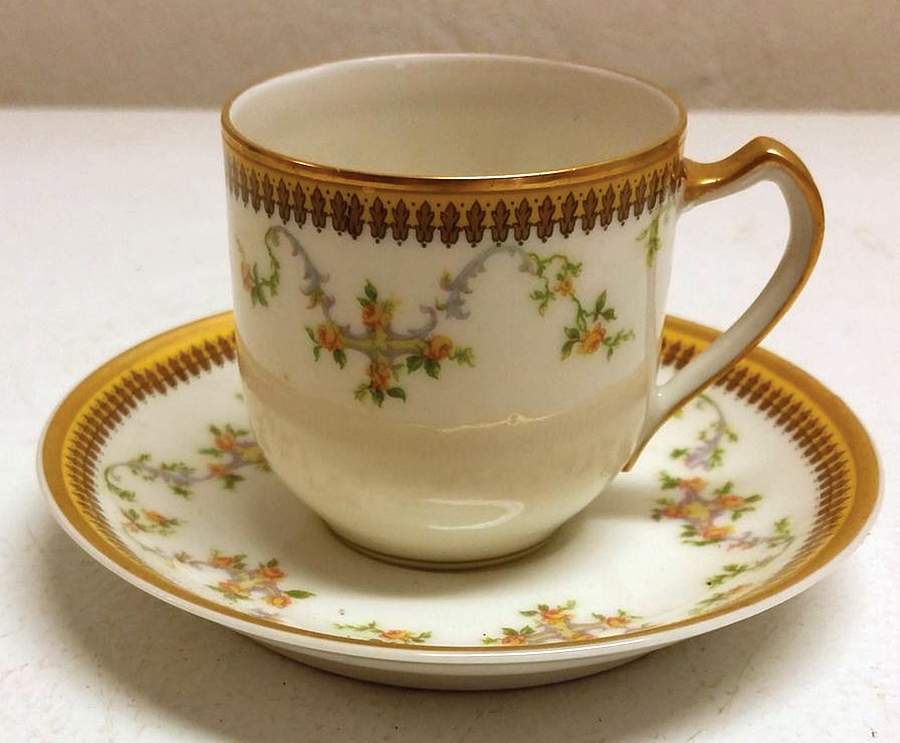 The Valmont (Old, Gold Trim) Flat Demitasse Cup & Saucer Set by Haviland-1