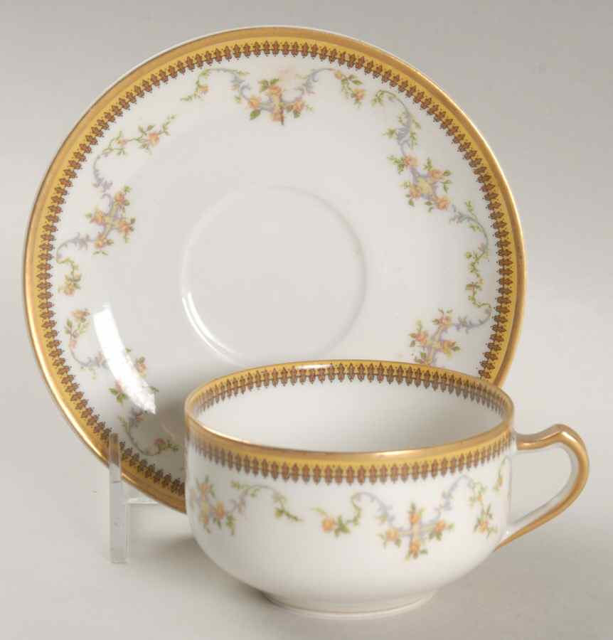 The Valmont (Old, Gold Trim) Flat Cup & Saucer Set by Haviland-1