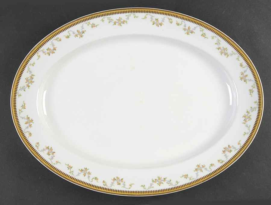 The Valmont (Old, Gold Trim) 16" Oval Serving Platter by Haviland-1