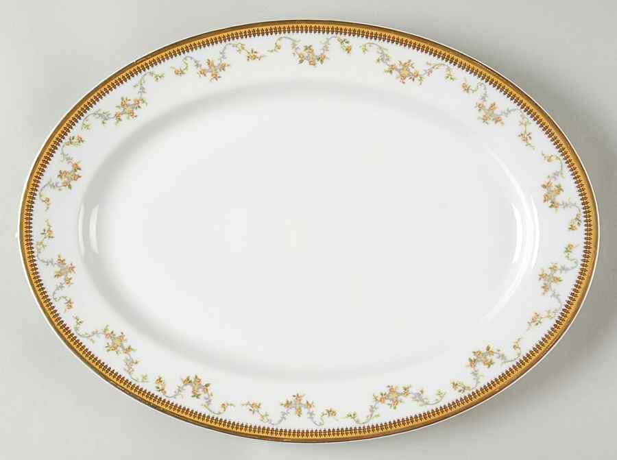 The Valmont (Old, Gold Trim) 13" Oval Serving Platter by Haviland-1