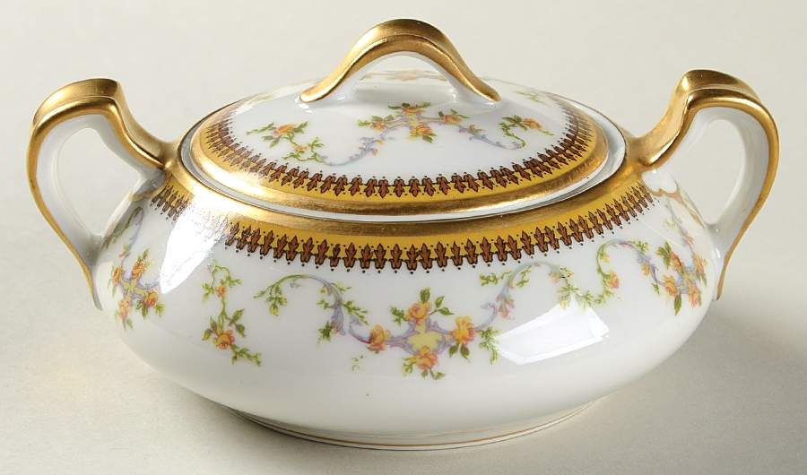 The Valmont (Old, Gold Trim) Mini Sugar Bowl & Lid by Haviland-1