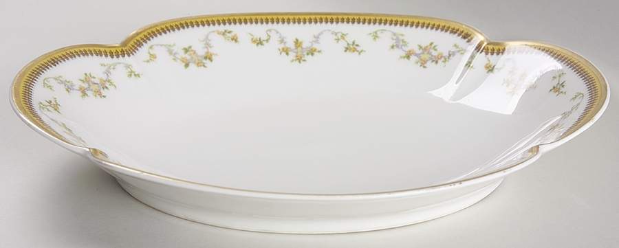 The Valmont (Old, Gold Trim) 9" Oval Scalloped Bowl by Haviland-1