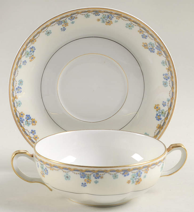 Valpariso Flat Cream Soup Bowl & Saucer Set by Haviland-1