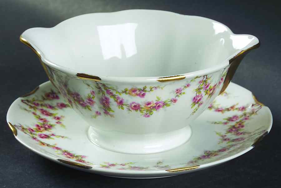 Varenne (France) Gravy Boat with Attached Underplate by Haviland-1
