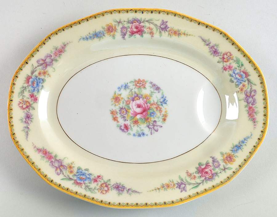 Vendome (Older, Yellow Trim) 11" Oval Serving Platter by Haviland-1