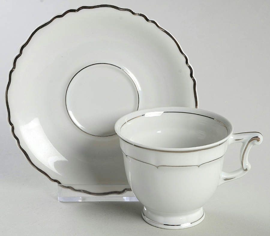 Versailles White (Platinum Trim) Footed Demitasse Cup & Saucer Set by Haviland-1