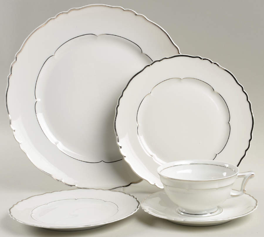 Versailles White (Platinum Trim) 5 Piece Place Setting by Haviland-1