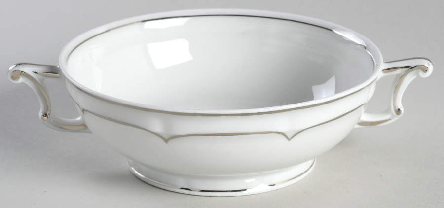 Versailles White (Platinum Trim) Footed Cream Soup Bowl by Haviland-1