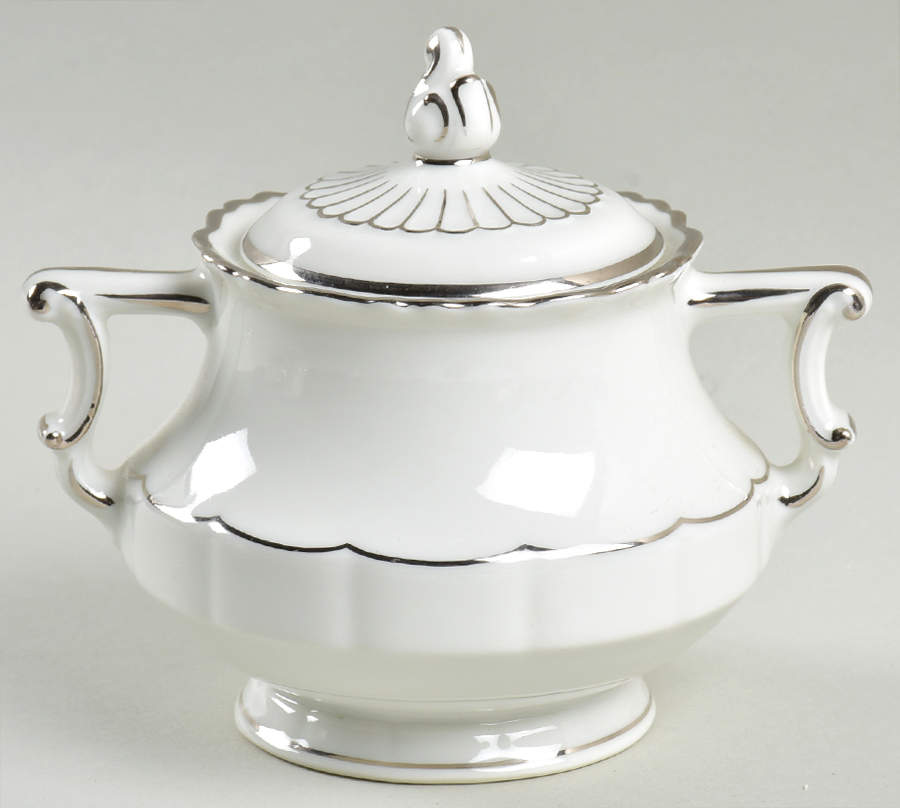 Versailles White (Platinum Trim) Sugar Bowl & Lid by Haviland-1