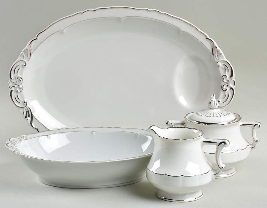 Versailles White (Platinum Trim) 5 Piece Hostess Set by Haviland-1