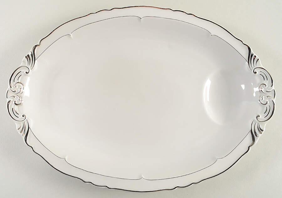 Versailles White (Platinum Trim) 15" Oval Serving Platter by Haviland-1